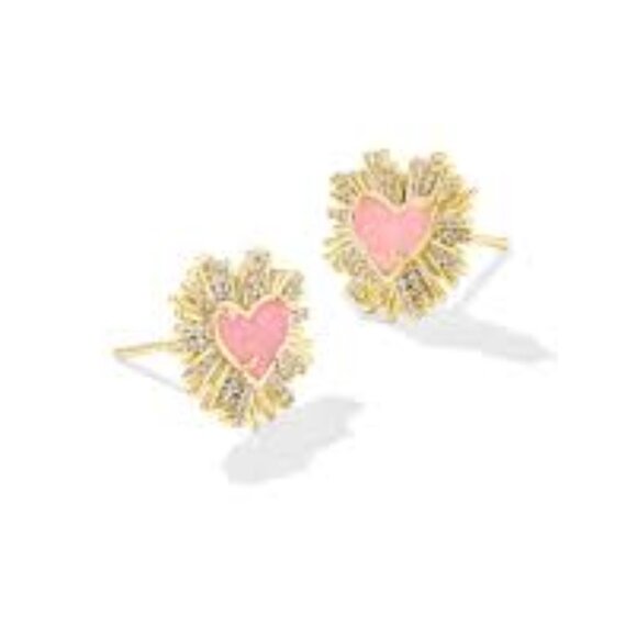 Kendra Scott x Dolly Parton Ari heart earrings in pink drusy post